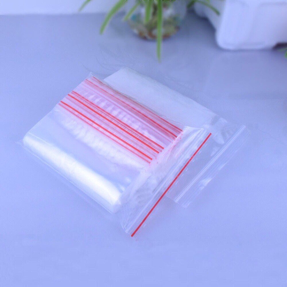 100g Túi zip chỉ đỏ zip PE, zip lock, zip viền đỏ loại dày – 5 giây