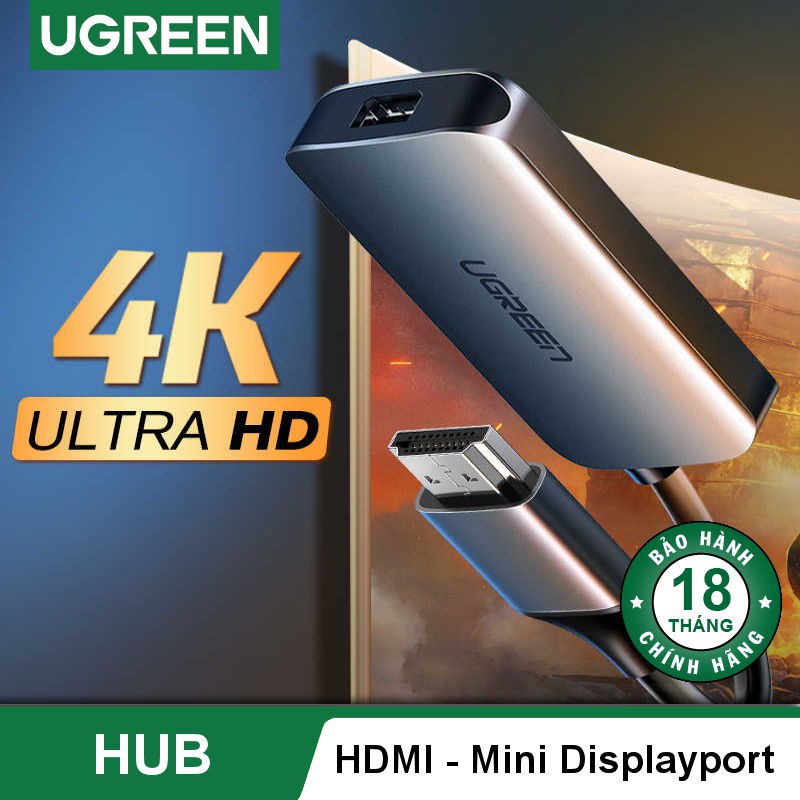 [Mã ELHACE giảm 4% đơn 300K] Cáp chuyển đổi HDMI sang Mini Displayport UGREEN 60352 - hỗ trợ 4K x 2K cao cấp