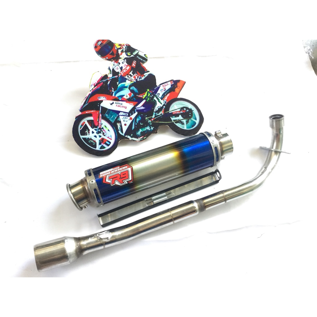 Bộ pô r9 full cổ INOX THẲNG  exciter, winer, sonic, raider, satria, gsx,...