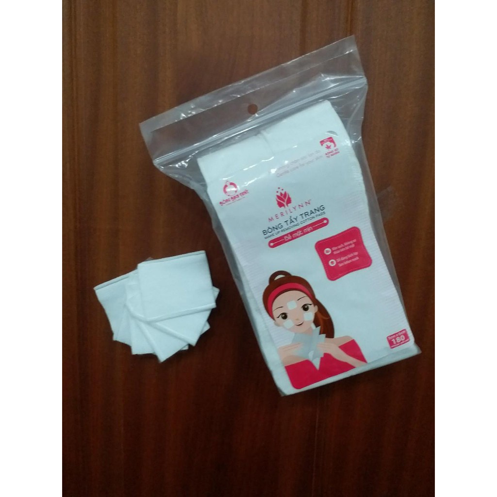 BÔNG TẨY TRANG Bạch Tuyết MERILYNN 1 GÓI 180 MIẾNG Bề Mặt Mịn | BigBuy360 - bigbuy360.vn