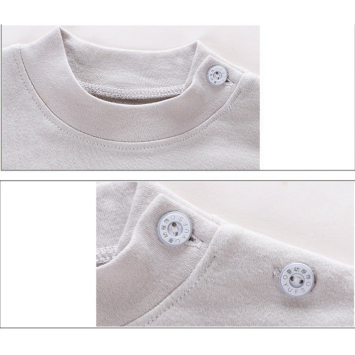 Bộ thun cotton dài tay hoạt hình B011-gấu xám cho bé từ 6m-4T