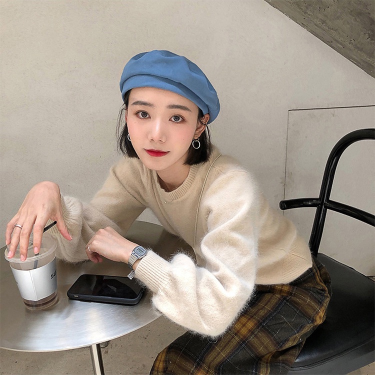 Mũ nồi vải cotton màu trơn phong cách vintage thời trang cho nữ