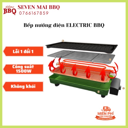 Bếp nướng điện không khói - Bếp lẩu nướng đa năng ELECTRIC BARBECUE GRILL BBQ 1500W (BQQ2005)