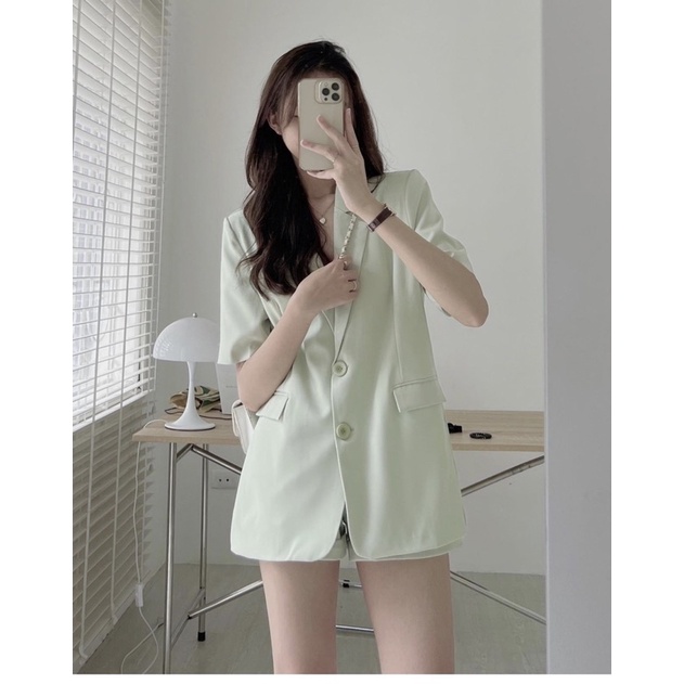 Set blazer cộc 2 túi giả freesize 4 màu xinh | BigBuy360 - bigbuy360.vn