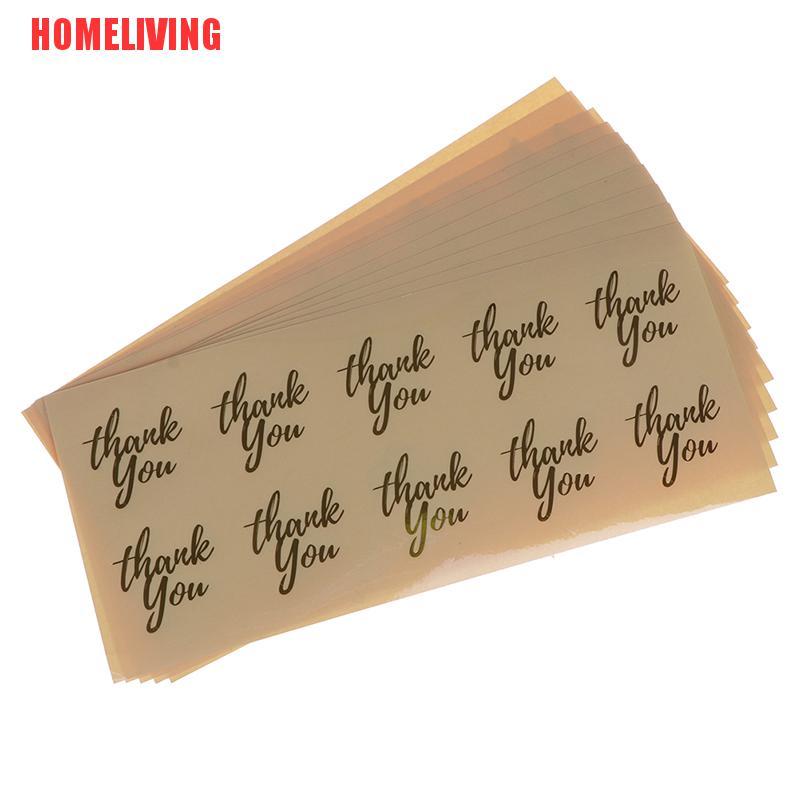 Set 100 Nhãn Dán Trong Suốt In Chữ Thank you Màu Vàng Dùng Trang Trí Quà Tặng DIY