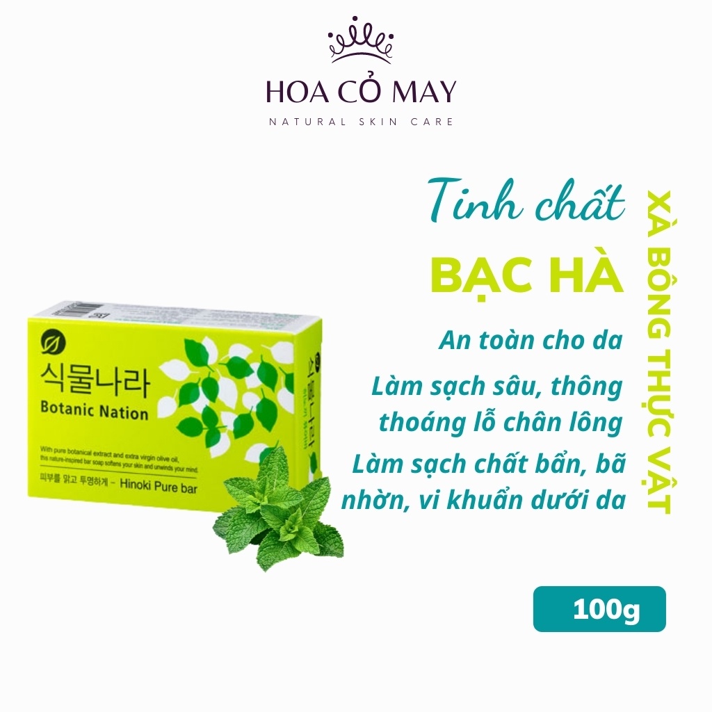 xà phòng tắm thảo dược thiên nhiên chiết xuất bạc hà Hàn Quốc, xà phòng cục soap trắng da ngừa mụn | BigBuy360 - bigbuy360.vn
