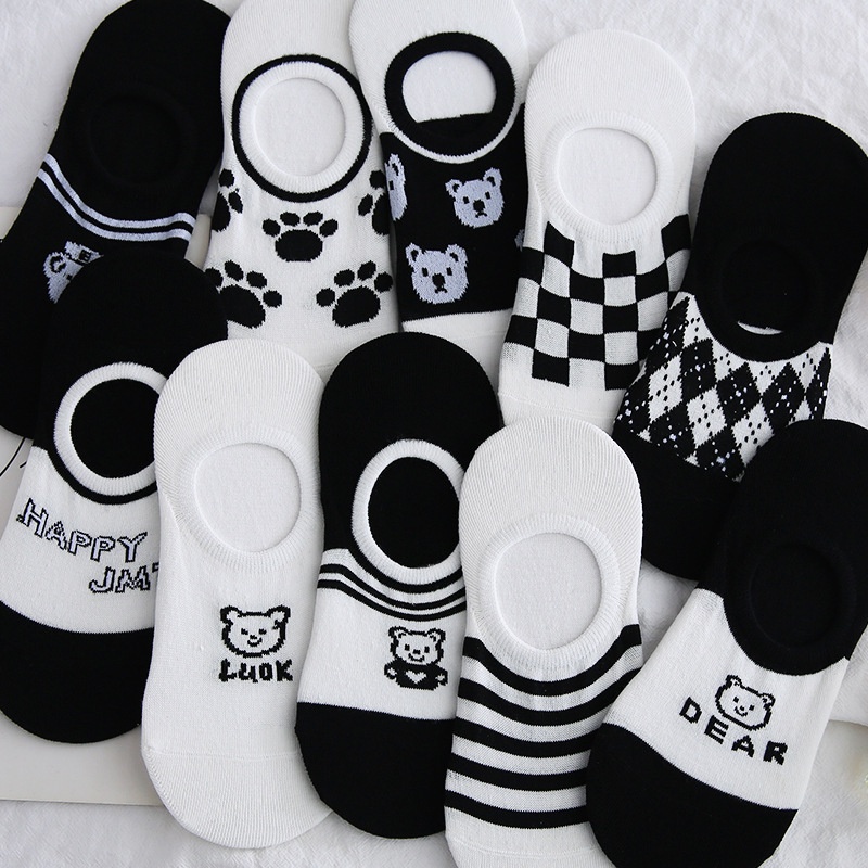 Vớ Cotton Cổ Ngắn In Hình Chú Gấu Dễ Thương Thời Trang Mùa Hè Cho Nữ