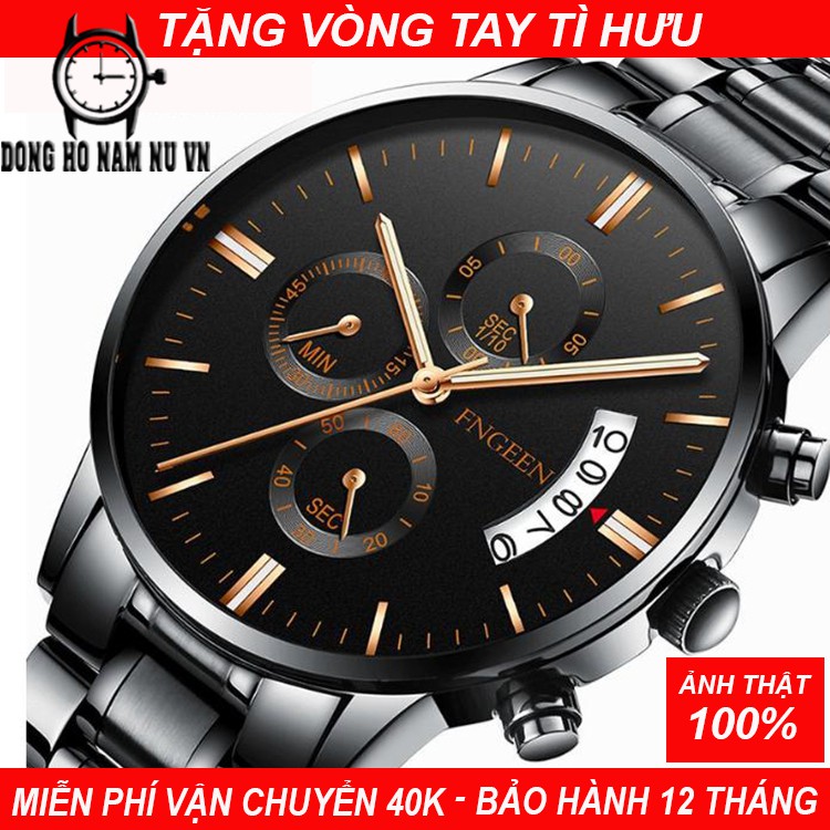 Đồng Hồ Nam FNGEEN JAPAN Lịch Ngày Phiên Bản Doanh Nhân Dây Thép Không Gỉ Cao Cấp