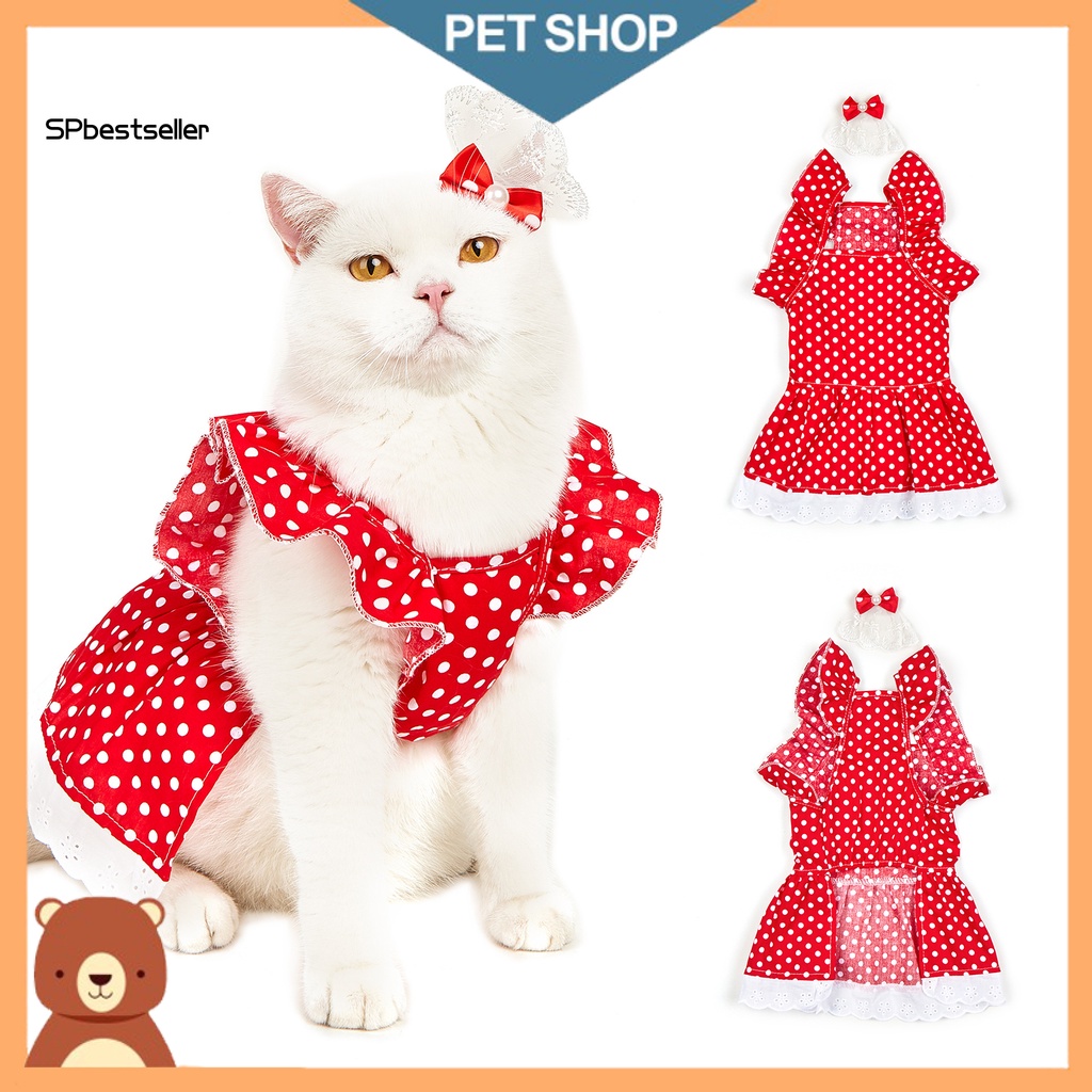 Đầm Họa Tiết Chấm Bi Xinh Xắn Cho Thú Cưng