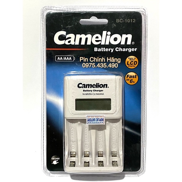 Combo Bộ Sạc AA AAA Camelion BC-1012 Có Màn Hình Kèm 4 Pin Sạc AA 2700 mAh Thế Hệ Mới