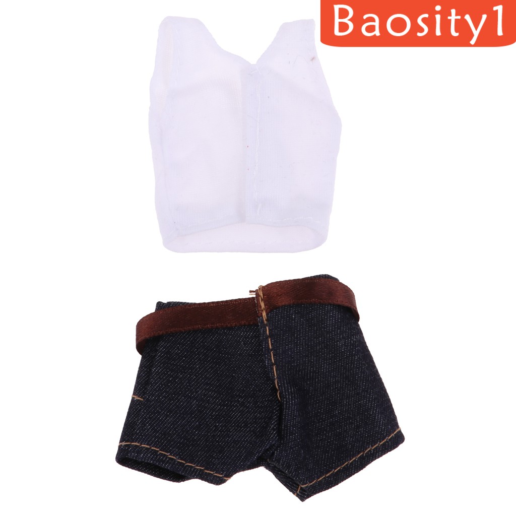 Bộ quần áo hai mảnh gồm áo ba lỗ và quần thời trang đơn giản dành cho búp bê 30cm