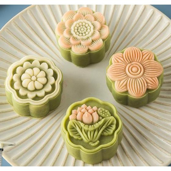 Khuôn làm bánh trung thu hình hoa 50gr B 043012 Khuôn làm bánh trung thu cao cấp 50Gr