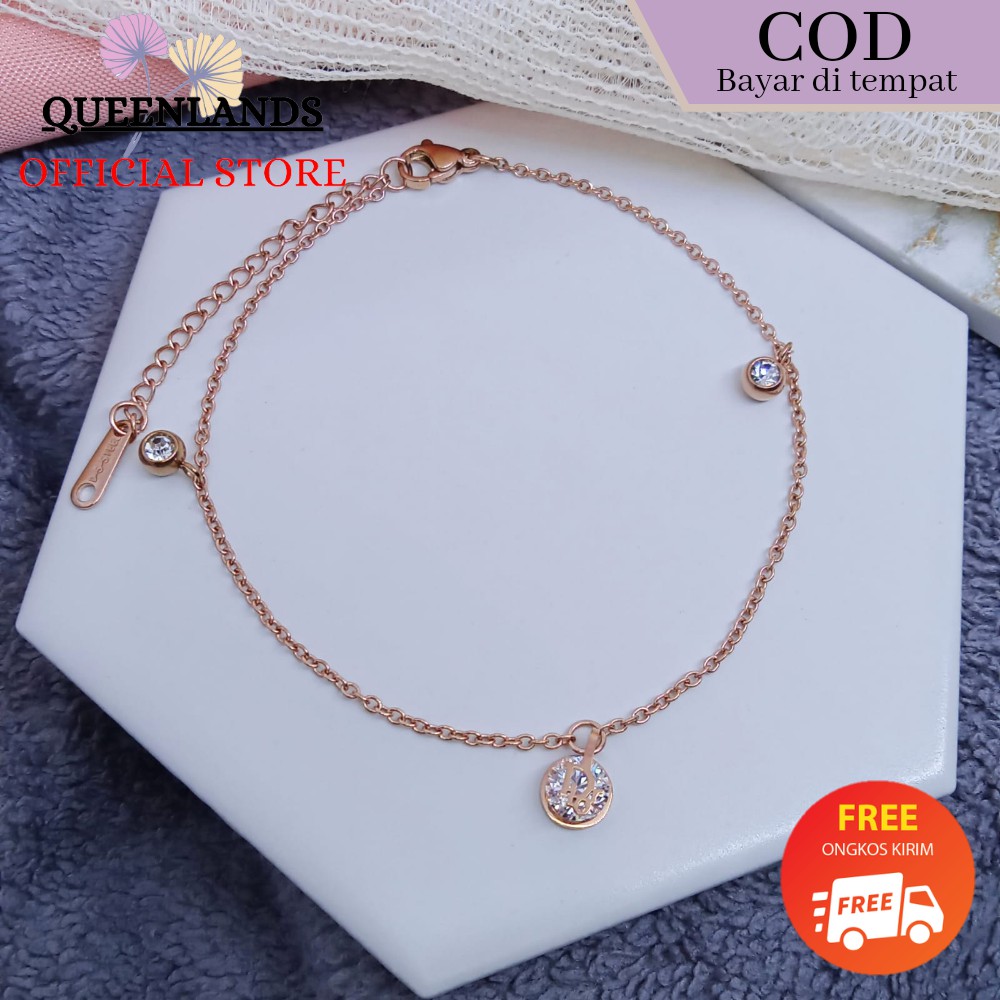 DIOR Lắc chân titan đính đá thời trang Hàn Quốc cho nữ GT118