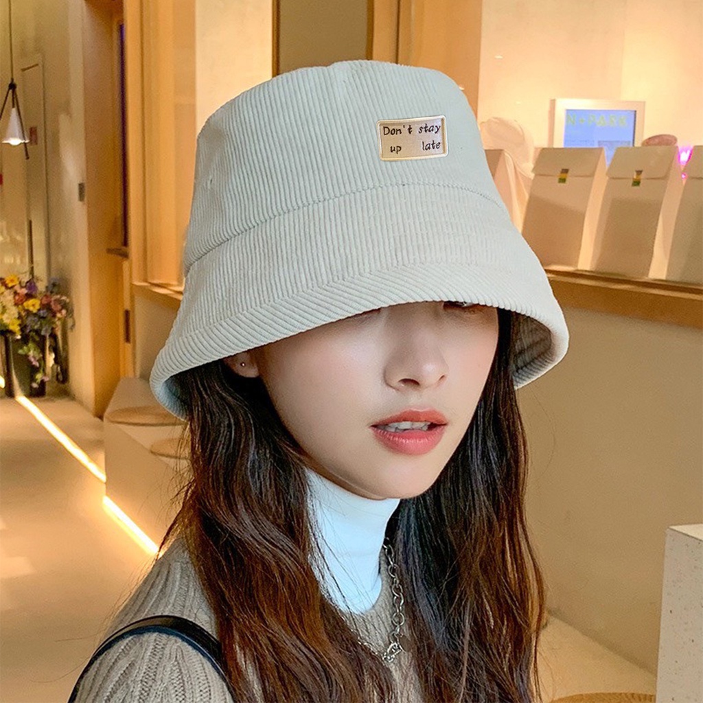 Mũ Bucket Nón Tai Bèo Vành Cụp Nhung Gân Dont Stay Up Late Nhiều Màu Sắc Ulzzang Form Unisex Nam Nữ - Hazo