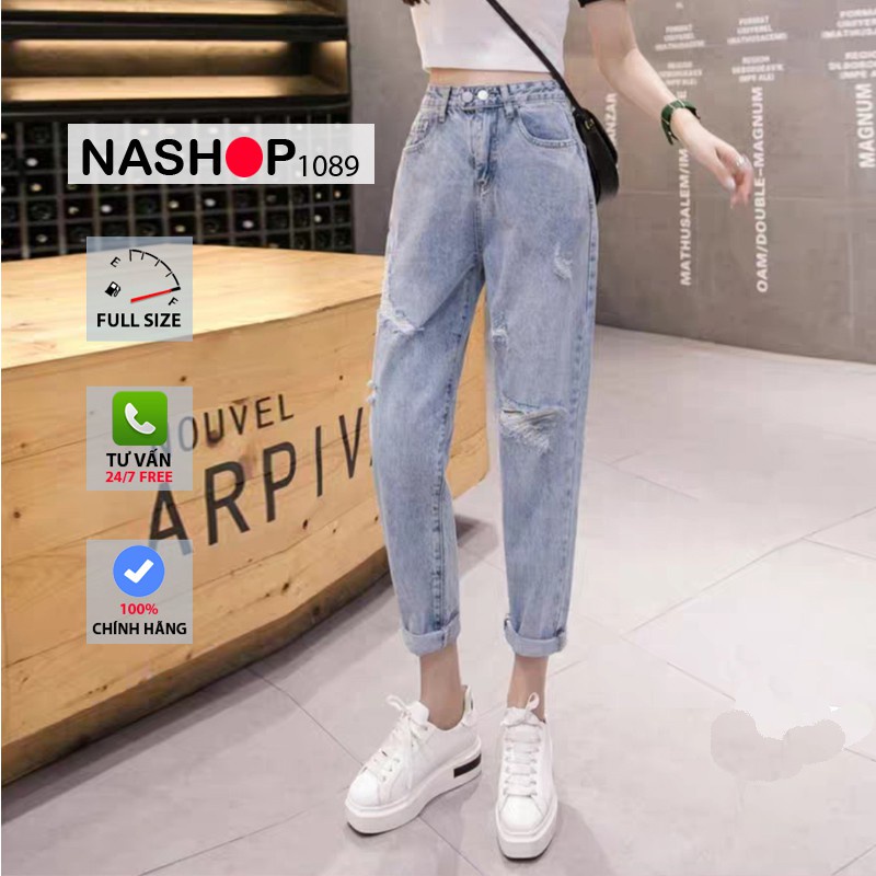 Quần bò baggy nữ quần jean baggy nữ quần jeans nữ lưng cạp cao quần nữ đẹp 3 size S M L hot năm 2021 QT23 nashop 1089 -