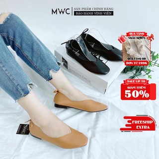 Giày búp bê nữ trơn sau gót đính nơ mwc nubb- 2120