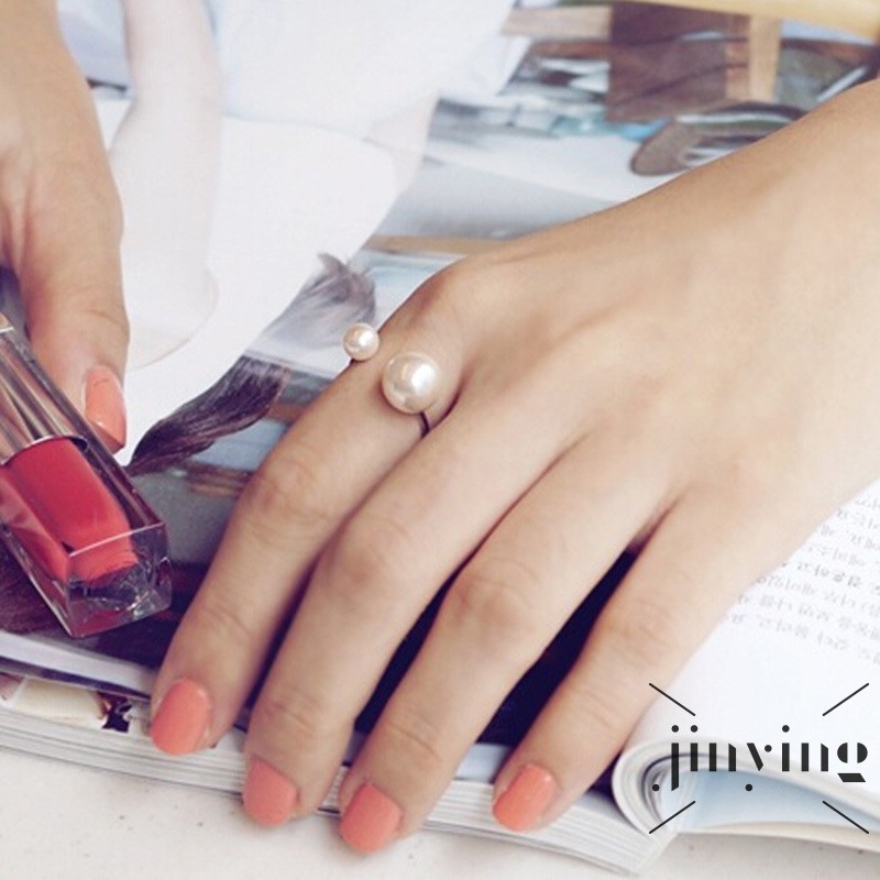GETNOIVAS ❤Nhẫn Hở Đính Ngọc Trai Nhân Tạo Có Thể Điều Chỉnh Thời Trang Cho Nữ