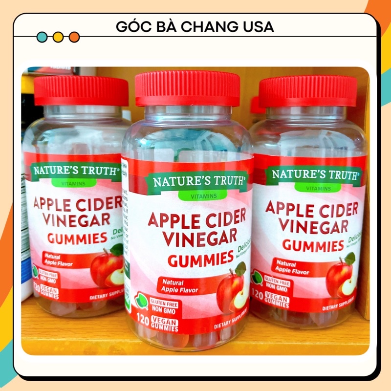 Viên kẹo dẻo giấm táo Apple Cider Vinegar Gummies 120 viên của Mỹ - Hỗ trợ giảm mỡ, giảm cân
