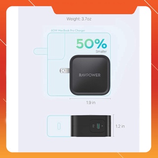 THANH LÝ LỖ Củ Sạc Ravpower RP-PC112 - 1cổng Usb-c 61W PD 3.0 - Công Nghệ GaN THANH LÝ LỖ