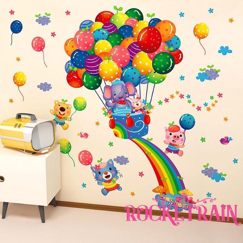 Sticker dán tường hình khinh khí cầu