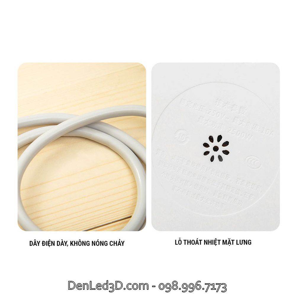Ổ Cắm Điện Tròn Q6 Kết Hợp Đèn Bàn, Cổng Sạc USB
