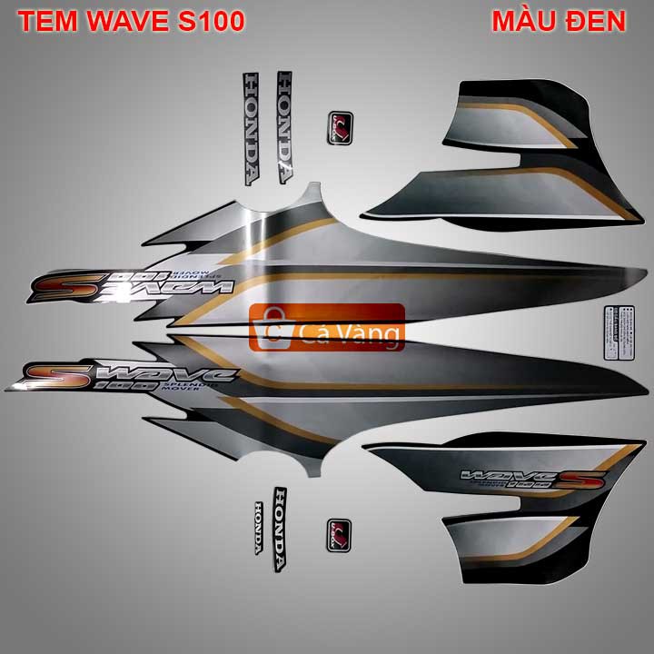 Tem xe máy Wave S100 LOẠI 3 lớp, TEM Như zin - MÀU ĐEN