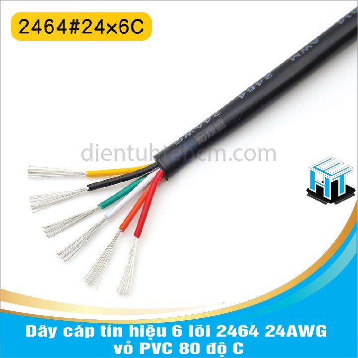 Dây cáp tín hiệu 6 lõi 2464 24AWG 0.2mm2 vỏ PVC 80 độ C