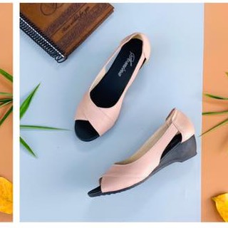 ( Shop Giày Somina ) Giày búp bê da thật hở hông 5cm MT06