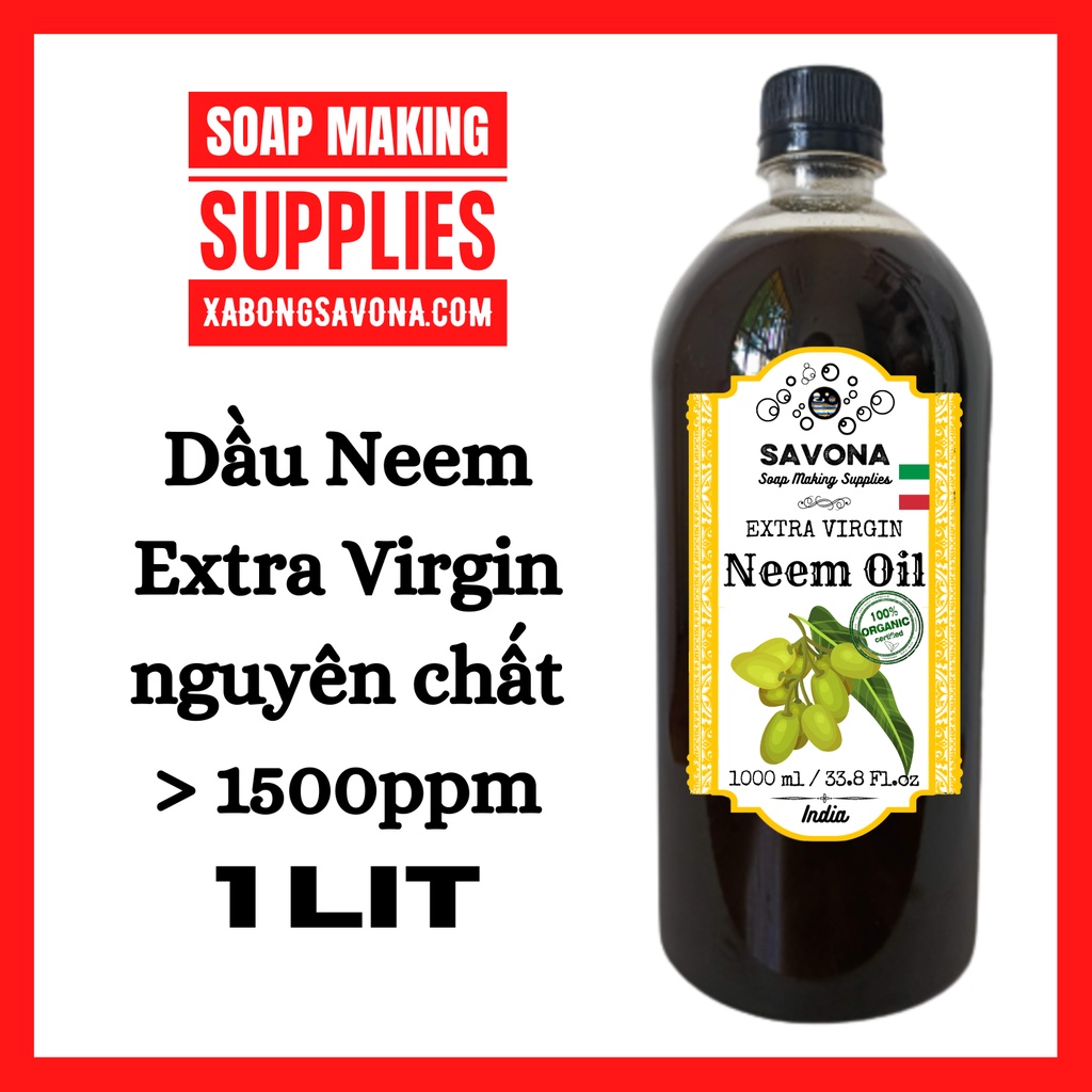 Dầu Neem Oil Hữu Cơ Nguyên Chất Ép Lạnh Làm Xà Phòng, Dầu Neem Oil Hữu Cơ Savona Bảo Vệ Cây Cảnh, Hoa Hồng 100ml - 500ml