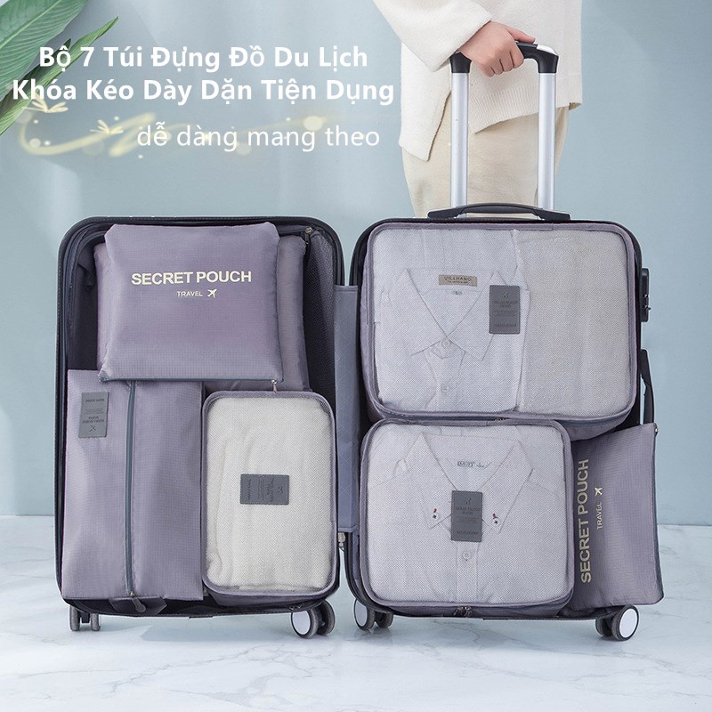 Bộ 7 Túi Đựng Đồ Du Lịch Khóa Kéo Dày Dặn Tiện Dụng