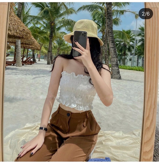 Áo tube top quây bèo Tia19 ( ẢNH THẬT)