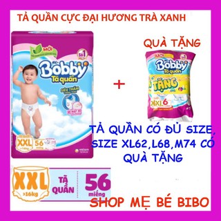 [TẶNG THÊM 12 MIẾNG] TẢ QUẦN BOBBY GÓI SIÊU LỚN ĐỦ SIZE M74,L68,XL62,XXL56
