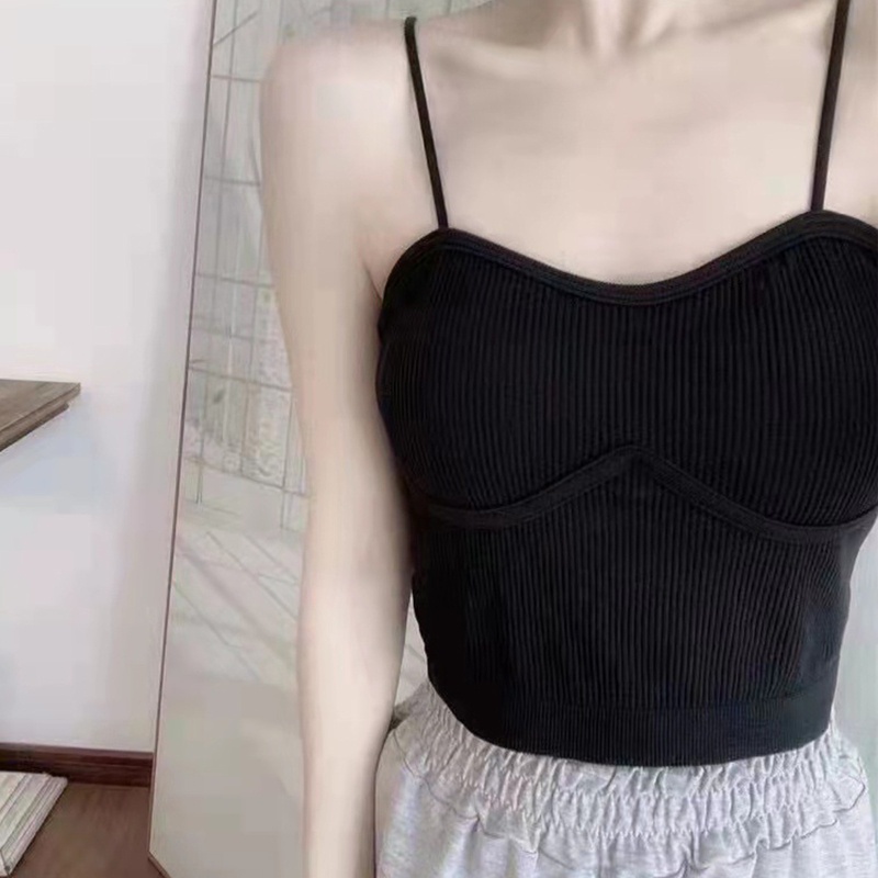 Áo Croptop Hai Dây Màu Sắc Đơn Giản Thời Trang Mùa Hè Cho Nữ