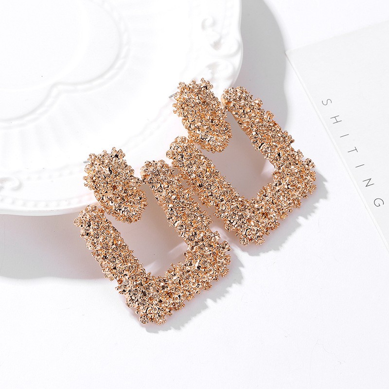 Khuyên tai kim loại thiết kế đơn giản thời trang cho nữ