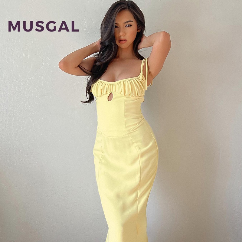 Đầm Hai Dây Cổ Chữ V Màu Sắc Thời Trang Gợi Cảm Cho Nữ