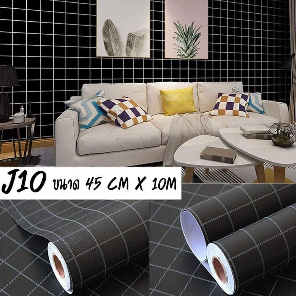 10m giấy dán tường caro sọc đen trắng dán phòng khách phòng ngủ phong cách