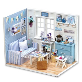 Mô hình nhà gỗ lắp ráp búp bê DIY - Kèm mica - H016 The Fresh Sunshine
