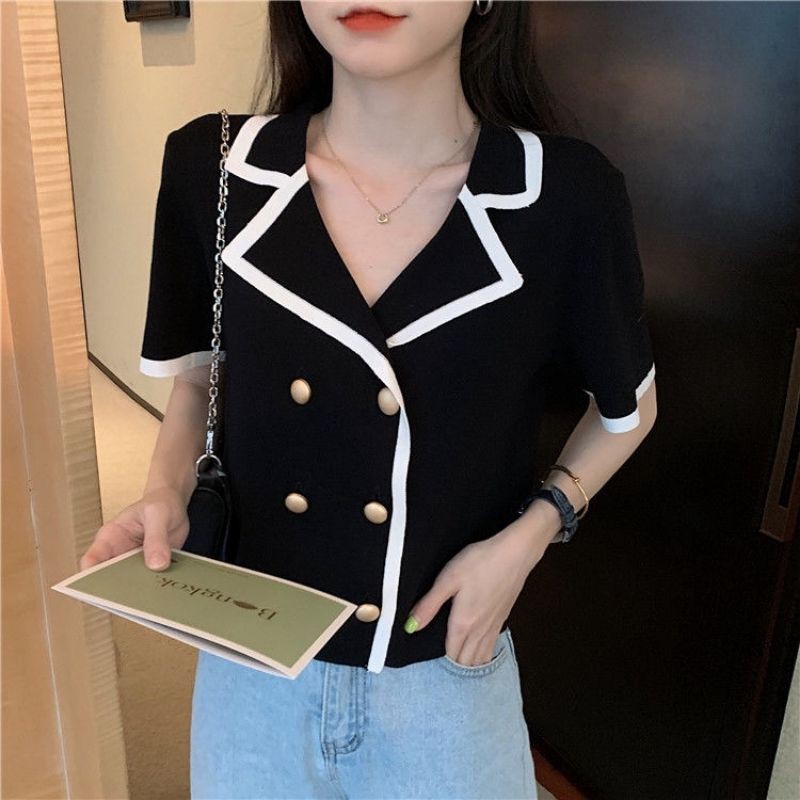 áo dệt kim cổ vest sang trọng ( y hình, có sẵn) | BigBuy360 - bigbuy360.vn