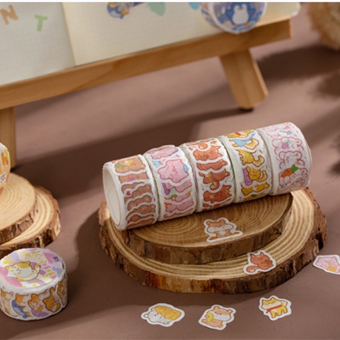 Băng Keo Washi Dán Trang Trí Sổ Lưu Niệm DIY Hình Động Vật Hoạt Hình Dễ Thương