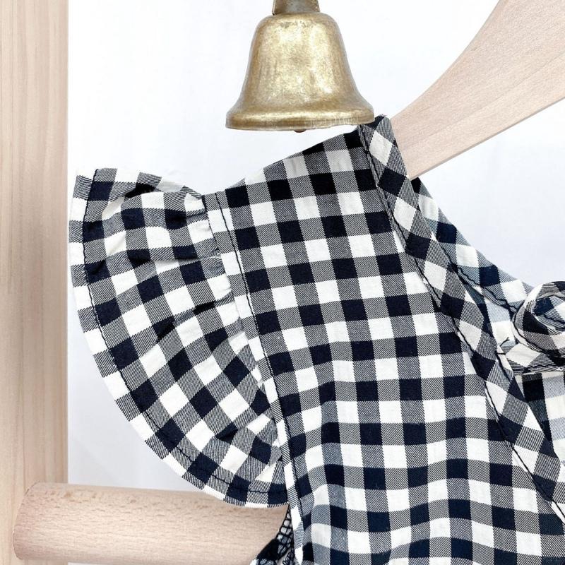 Bộ Áo Cotton Ngắn Tay Kẻ Caro + Quần Ngắn Cho Bé Gái
