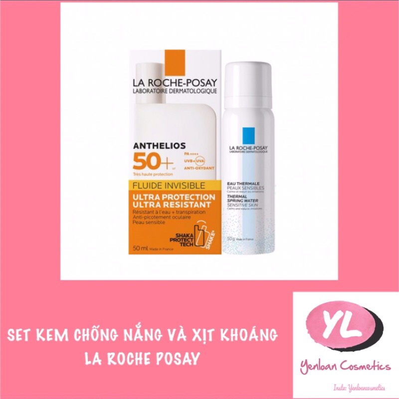 Set kem chống nắng La Roche Laroche Posay Fluide 50ml tặng xịt khoáng 50ml