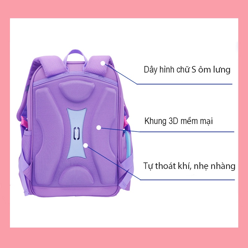Balo học sinh chống gù an toàn cho bé siêu nhẹ màu sắc ngộ nghĩnh đáng yêu Bibobaby 2260