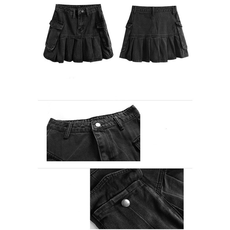 Chân váy jean xếp ly Thucucstore Chân váy bò dáng A phong cách năng động hàng chuẩn Quảng Châu loại 1
