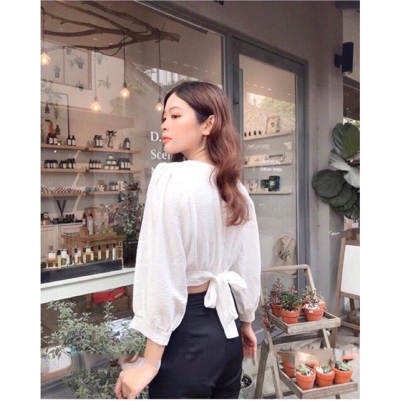 🌿🌿🌿 Áo croptop thắt nơ sau dễ thương 🌿🌿🌿 | BigBuy360 - bigbuy360.vn