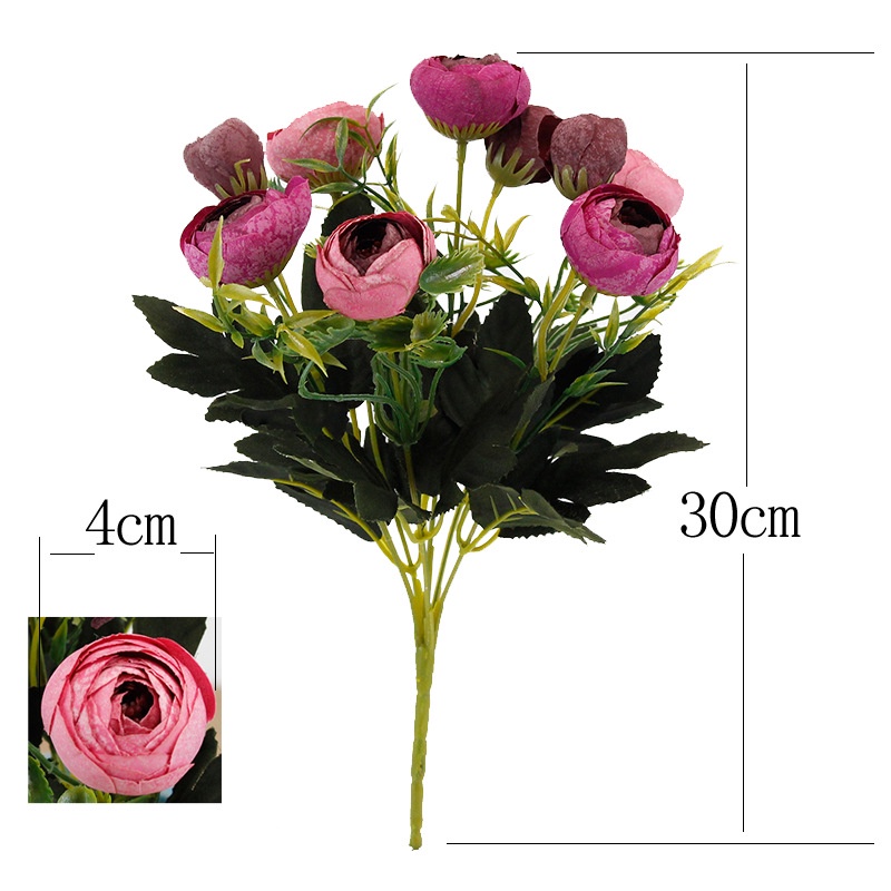 1 bó 6 đầu hoa hồng nhân tạo bằng vải lụa phong cách châu Âu cổ điển dành cho trang trí nhà cửa/ tiệc cưới
