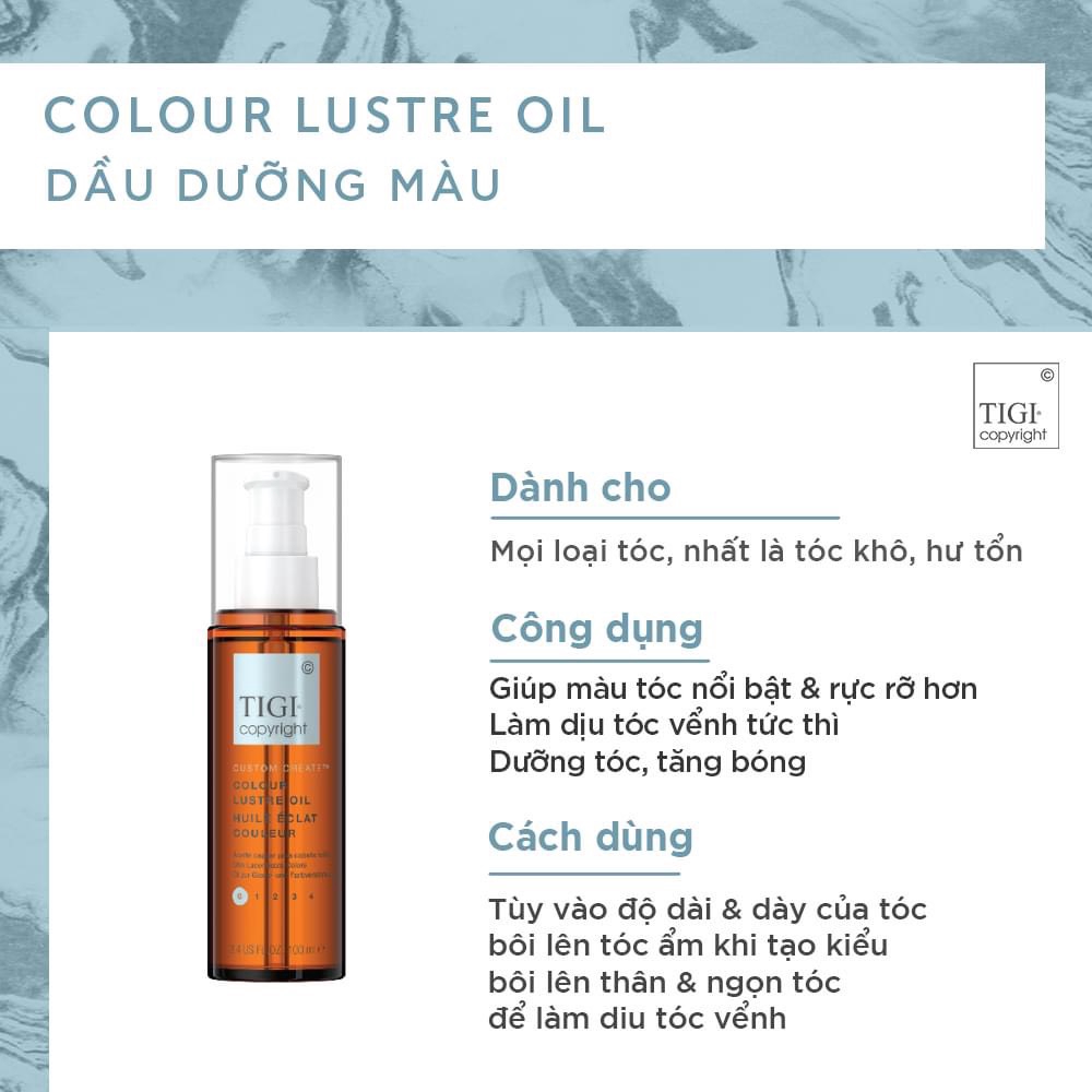 Dầu dưỡng tóc TIGI COPYRIGHT COLOUR LUSTRE OIL 100ml chính hãng