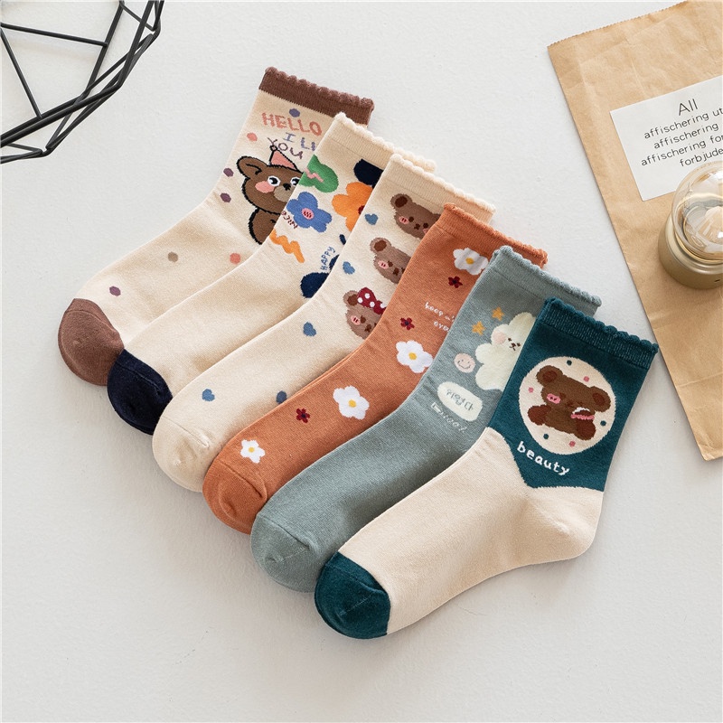 Vớ WAFNHA D624 in hình hoạt hình đáng yêu cho nữ