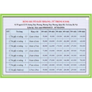 100 túi giấy xi măng chọn size các loại