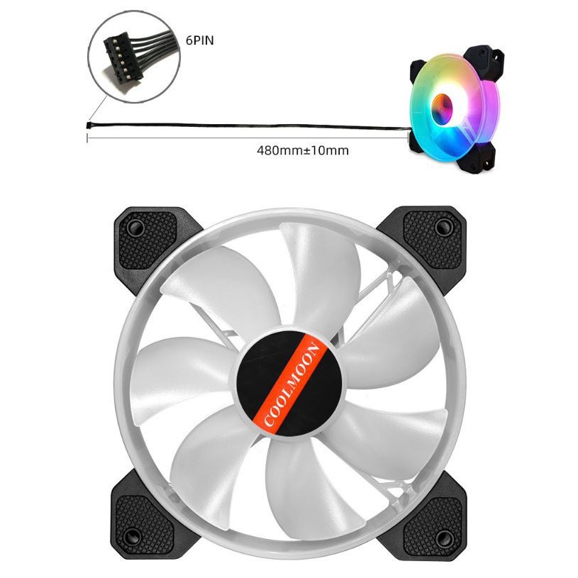 [Siêu rẻ] Quạt Tản Nhiệt, Fan Case Coolmoon Y1 Led RGB 16 Triệu Màu, 366 Hiệu Ứng
