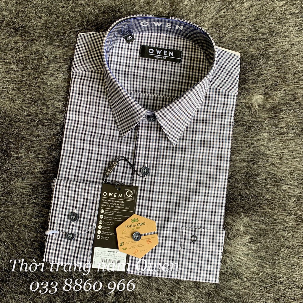 NEW (CHÍNH HÃNG) (Áo điều hòa) Áo sơ mi dài tay Owen vải sợi Sen regular fit 91495 M6 M5 :